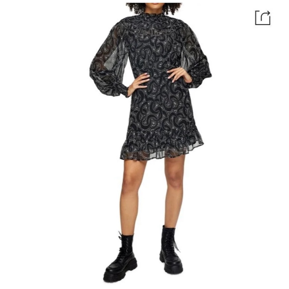 TopShop abstract print long sleeve dress